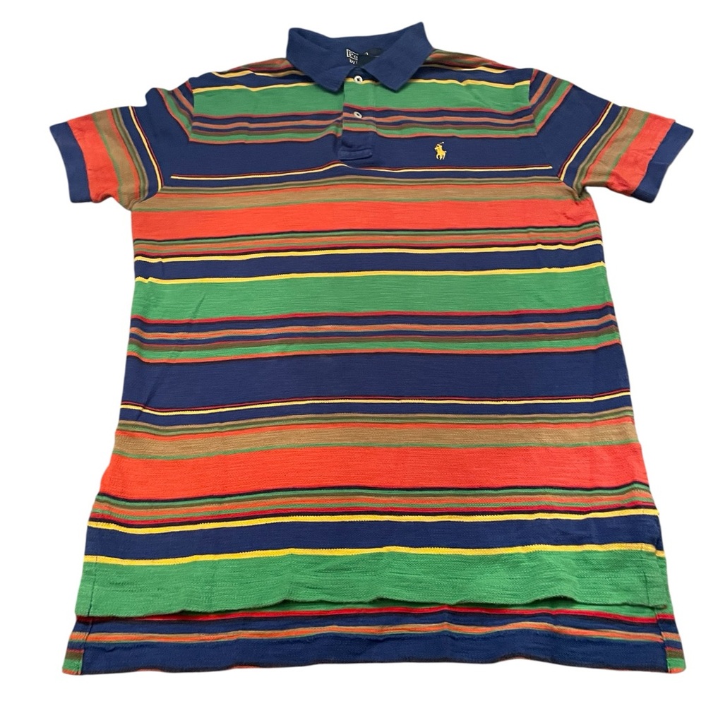 Vintage 1990s Polo Ralph Lauren Polo Shirt Striped Color Block Size S